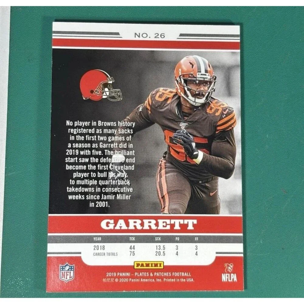 2019 Plates And Patches #26 Myles Garrett 2/35 Cleveland Browns